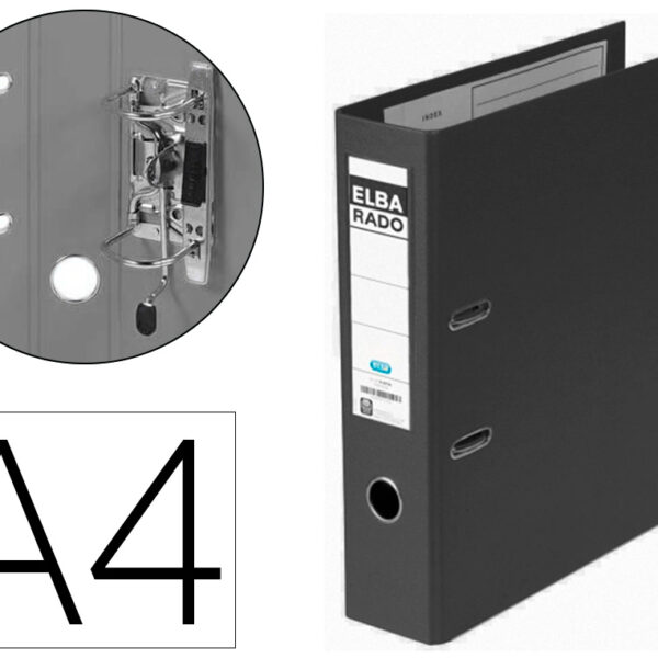 PASTA DE ARQUIVO DE ALAVANCA ELBA CHIC CARTAO FORRADO PVC COM RADO FOLIO LOMBADA DE 80 MM PRETO