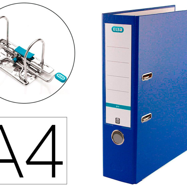 PASTA DE ARQUIVO DE ALAVANCA ELBA TOP CARTAO COMPACTO POLIPROPILENO COM RADO DIN A4 LOMBADA DE 80 MM AZUL