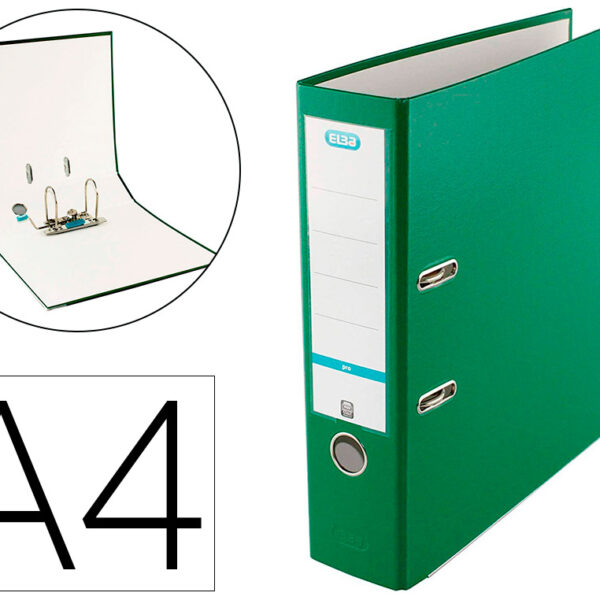 PASTA DE ARQUIVO DE ALAVANCA ELBA TOP CARTAO COMPACTO POLIPROPILENO COM RADO DIN A4 LOMBADA DE 80 MM VERDE