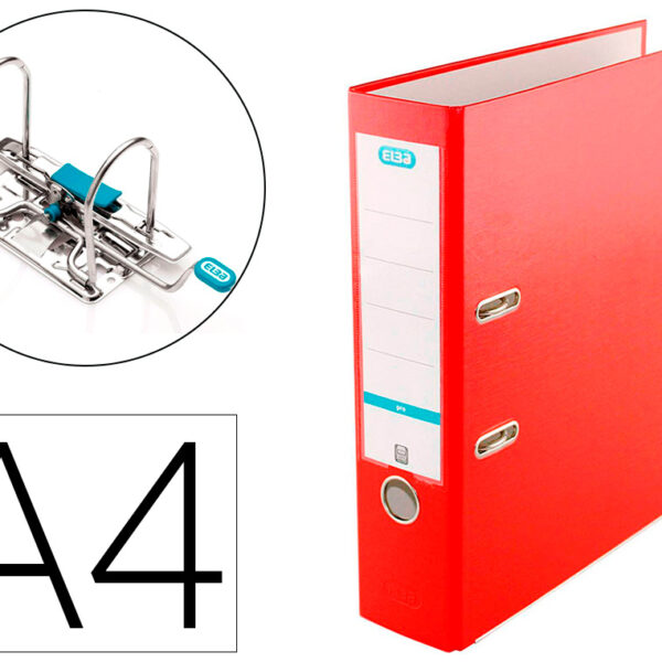 PASTA DE ARQUIVO DE ALAVANCA ELBA TOP CARTAO COMPACTO POLIPROPILENO COM RADO DIN A4 LOMBADA DE 80 MM VERMELHO