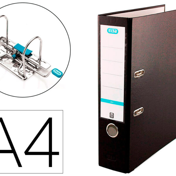 PASTA DE ARQUIVO DE ALAVANCA ELBA TOP CARTAO COMPACTO POLIPROPILENO COM RADO DIN A4 LOMBADA DE 80 MM PRETO