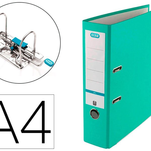PASTA DE ARQUIVO DE ALAVANCA ELBA TOP CARTAO COMPACTO POLIPROPILENO COM RADO DIN A4 LOMBADA DE 80 MM ICE MINT