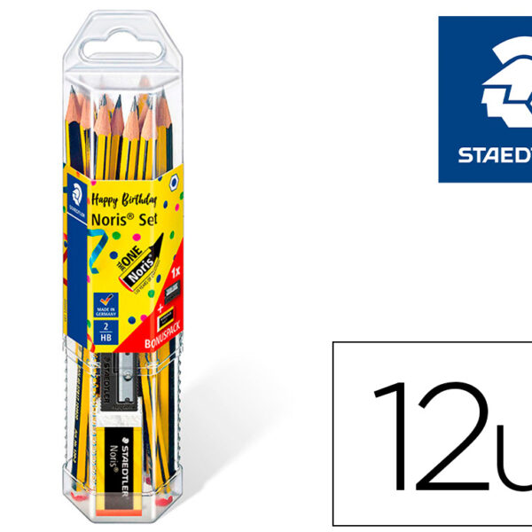 LAPICES DE GRAFITO STAEDTLER NORIS N.2 HB BLISTER PROMOCIONAL 120 ANIVERS DE 12 UDS + AFILALAPIZ Y GOMA