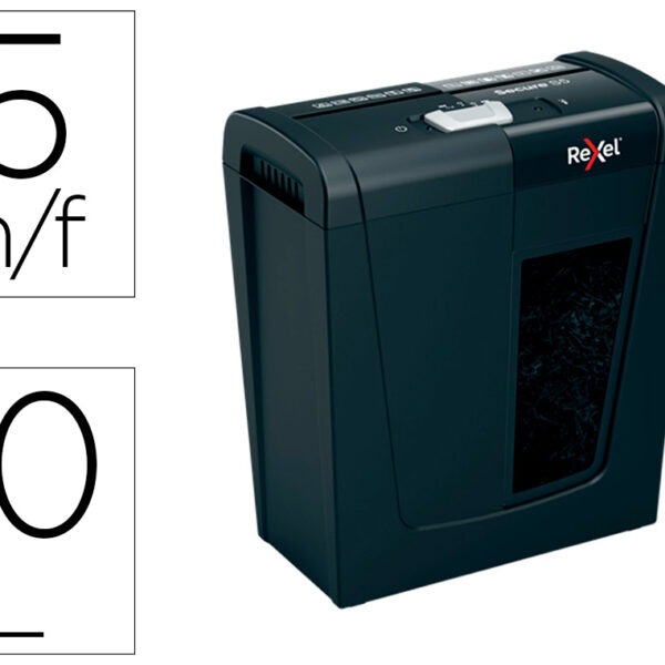 DESTRUIDORA DE DOCUMENTOS REXEL SECURE S5 EU CAPACIDADEE 5 FOLHAS AGRAFES CLIPS CART ES CD E CESTO DE PAPEIS 10 L