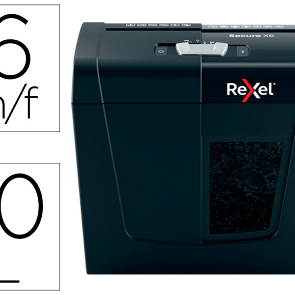 DESTRUIDORA DE DOCUMENTOS REXEL SECURE X6 EU CAPACIDADEE 6 FOLHAS AGRAFES CLIPS CART ES E CD