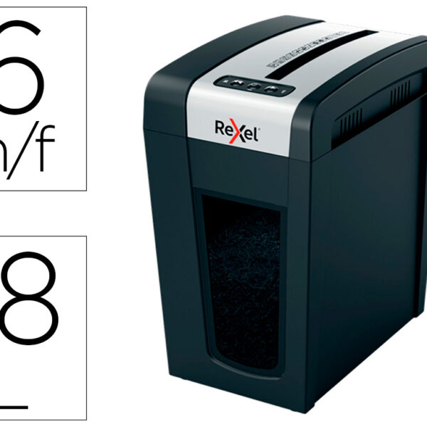 DESTRUIDORA DE DOCUMENTOS REXEL SECURE MC6-SL EU CAPACIDADEE 6 FOLHAS AGRAFES CLIPS CART ES E CD 18 L