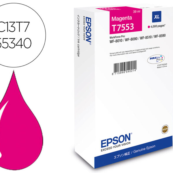 TINTEIRO EPSON MAGENTA XL 4000P WF-8XXX