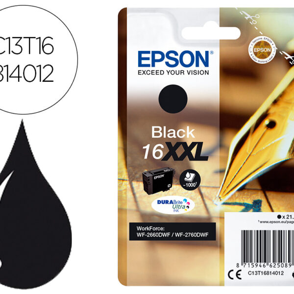 TINTEIRO EPSON PRETO 16XXL WORKFORCE 2660DWF