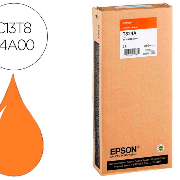 TINTEIRO EPSON GF SURECOLOR SERIE SC-P LARANJA ULTRACHROME HDX/HD 350ML