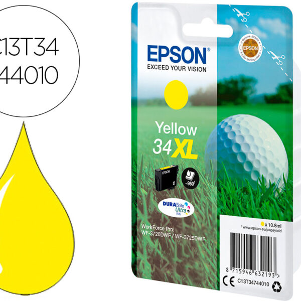 TINTEIRO EPSON SINGLEPACK AMARELO 34XL DURABRITE ULTRA INK