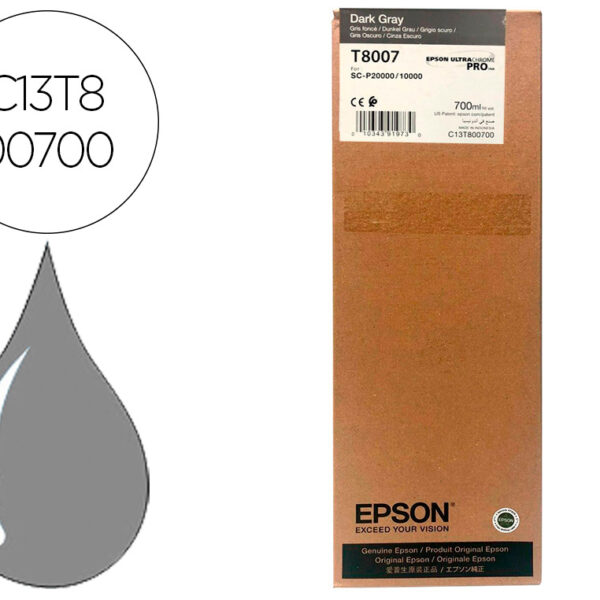TINTEIRO EPSON SINGLEPACK DARK GRAY T800700 ULTRACHROME PRO 700ML