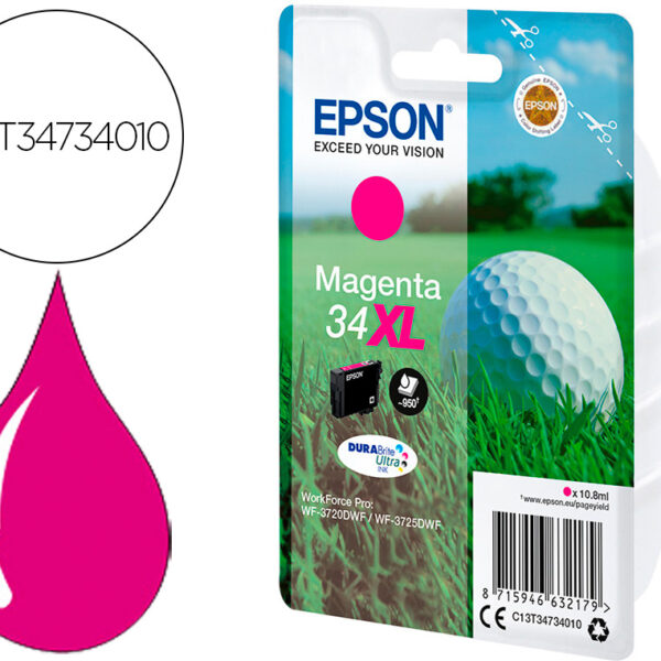 TINTEIRO EPSON SINGLEPACK MAGENTA 34XL DURABRITE ULTRA INK