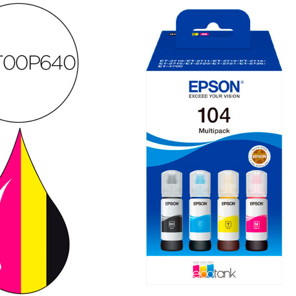 TINTEIRO EPSON /104 4 CLR MULTIPACK (BK / C / M / Y)/ECOTANK ET-2710 / ET-2711 / ET-2712 / ET-2714 / ET-2715