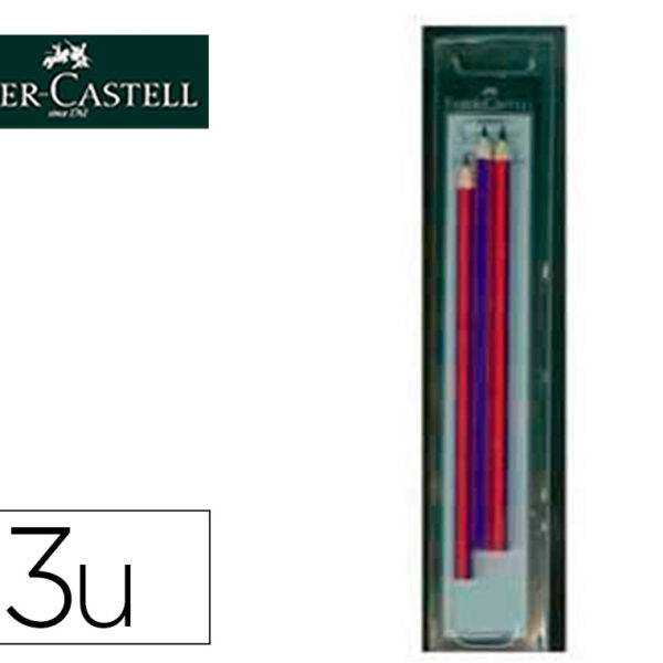 LAPIS BICOLOR FINO FABER CASTELL 2160-RB HEXAGONAL VERMELHO/AZUL BLISTER DE 3 UNIDADES