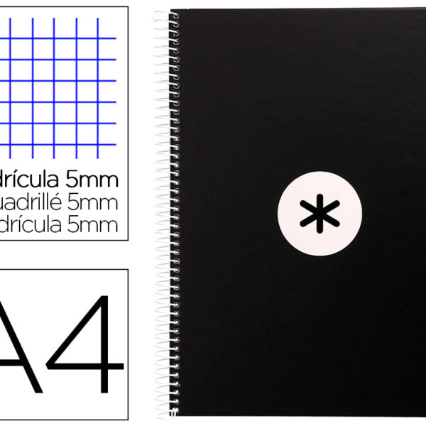CADERNO ESPIRAL A4 MICRO ANTARTIK CAPA FORRADA 80F 90 GR QUADRICULA 5MM 1 BANDA 4 FUROS COR PRETO