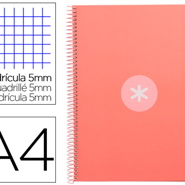 CADERNO ESPIRAL A4 MICRO ANTARTIK CAPA FORRADA 80F 90 GR QUADRICULA 5MM 1 BANDA 4 FUROS COR ROSA CLARO