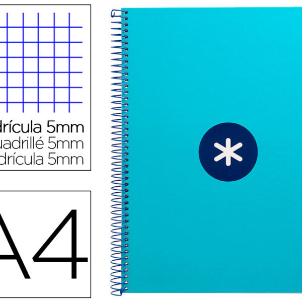 CADERNO ESPIRAL A4 MICRO ANTARTIK CAPA FORRADA 80F 90 GR QUADRICULA 5MM 1 BANDA 4 FUROS COR TURQUESA
