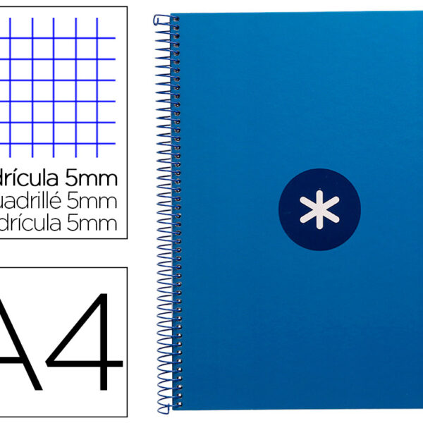 CADERNO ESPIRAL A4 MICRO ANTARTIK CAPA FORRADA 80F 90 GR QUADRICULA 5MM 1 BANDA 4 FUROS COR AZUL ESCURO