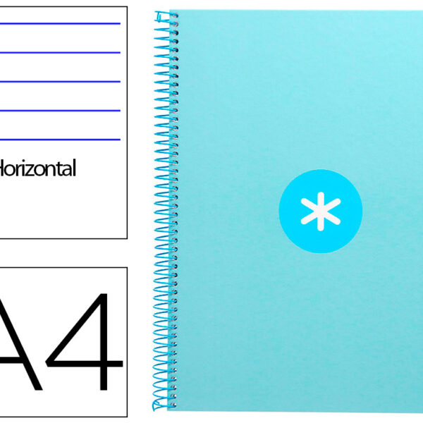 CADERNO ESPIRAL A4 MICRO ANTARTIK CAPA FORRADA 80F 90 GR HORIZONTAL 1 BANDA 4 FUROS COR CELESTE