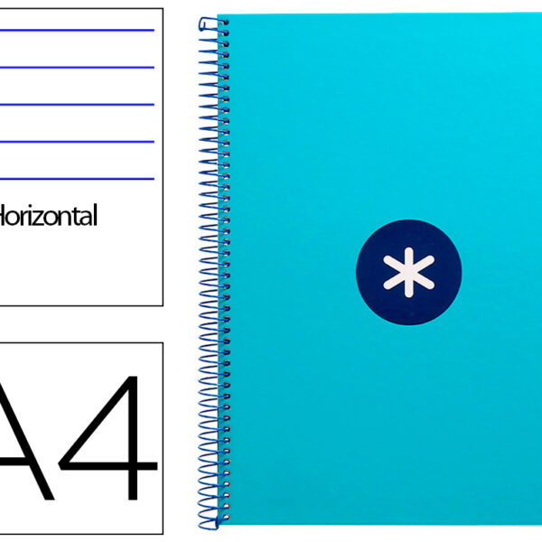 CADERNO ESPIRAL A4 MICRO ANTARTIK CAPA FORRADA 80F 90 GR HORIZONTAL 1 BANDA 4 FUROS COR TURQUESA