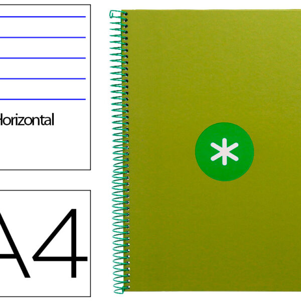 CADERNO ESPIRAL A4 MICRO ANTARTIK CAPA FORRADA 80F 90 GR HORIZONTAL 1 BANDA 4 FUROS COR VERDE