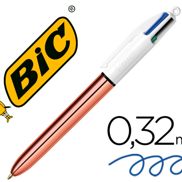 ESFEROGRAFICA BIC QUATRO CORES SHINE OURO ROSA PONTA DE 1 MM