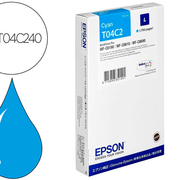 TINTEIRO EPSON T04C2 CIAN 1700 PAGINAS