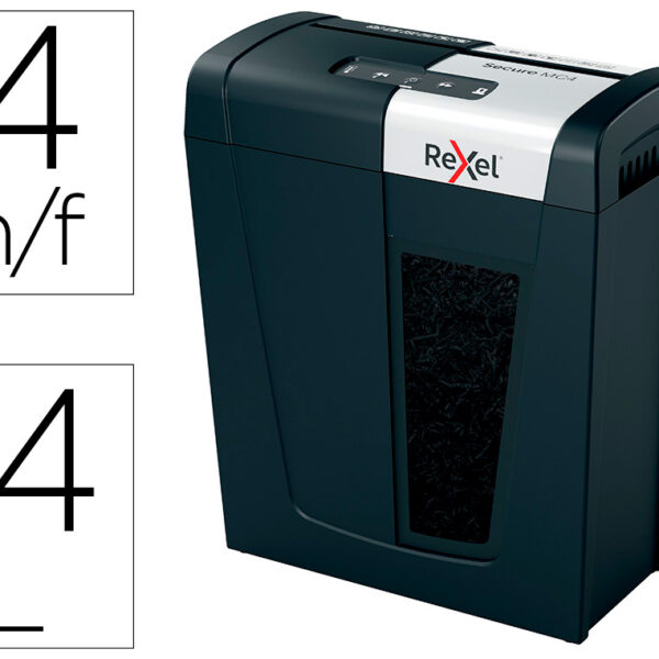 DESTRUIDORA DE DOCUMENTOS REXEL SECURE MC4 CAPACIDADE 4 FOLHAS MICRO CORTE DESTROI AGRAFES E CLIPS