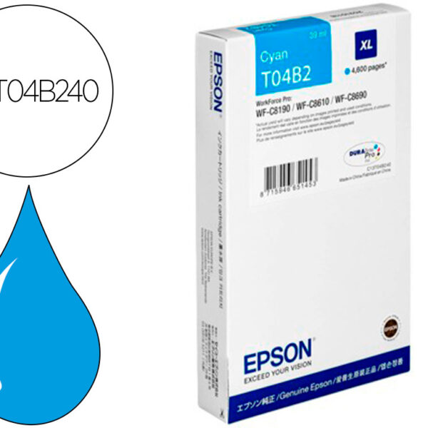 TINTEIRO EPSON WORKFORCE PRO WF-C8610DWF/ WF-C8690 SERIES / WF-C8190 SERIES CIAN 4600 PAGINAS