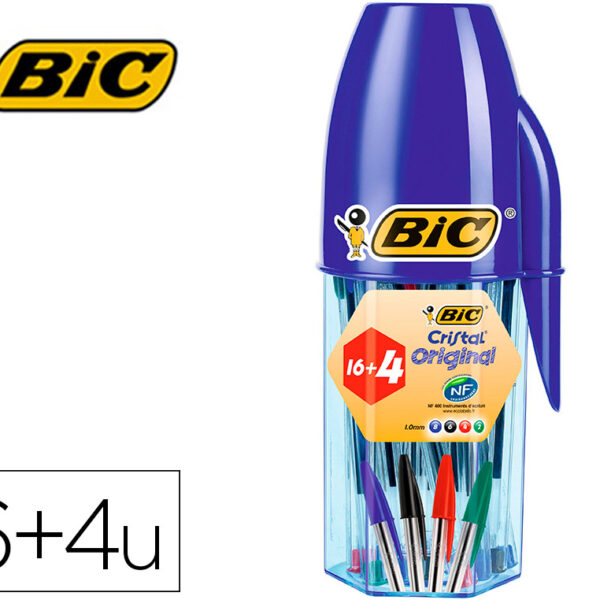 ESFEROGRAFICA BIC CRISTAL MEGA TUBO 16+4 UNIDADES CORES SORTIDAS 8 AZUIS / 5 PRETAS / 4 VERMELHAS 3 VERDES