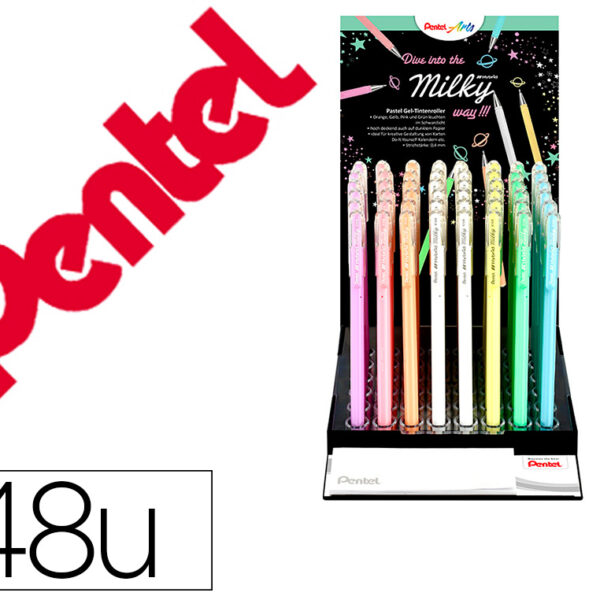 EXPOSITOR ROLLER PENTEL K108 COM 4 DUZIAS E 7 CORES PASTEL 0,8 MM CONTEM 6 PEÇAS DE CADA COR