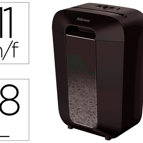 DESTRUIDORA DE DOCUMENTOS FELLOWES LX-70D CAPACIDADE 11F SEGURANCA P4 DESTROI AGRAFES CLIPS E CARTOES CESTO 18L