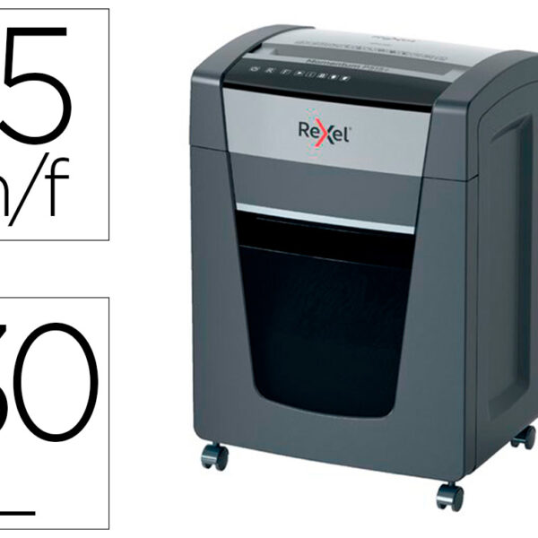 DESTRUIDORA DE DOCUMENTOS REXEL MOMENTUM EXTRA P515+ CAPACIDADE CORTE 15 F P5 DESTROI AGRAFES CLIPS CD E CARTOES 30 L