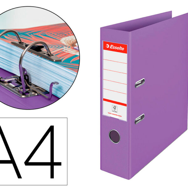 PASTA DE ARQUIVO DE ALAVANCA ESSELTE COLOUR BREEZE CARTAO FORRADO PVC DIN A4 LOMBADA 75 MM COR MALVA