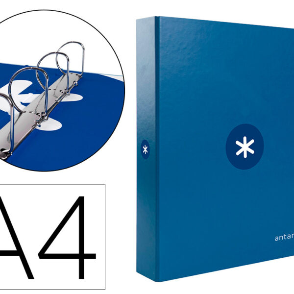 PASTA ANTARTIK DIN A4 FORRADA 4 ANEIS 40 MM MISTOS COR AZUL ESCURO