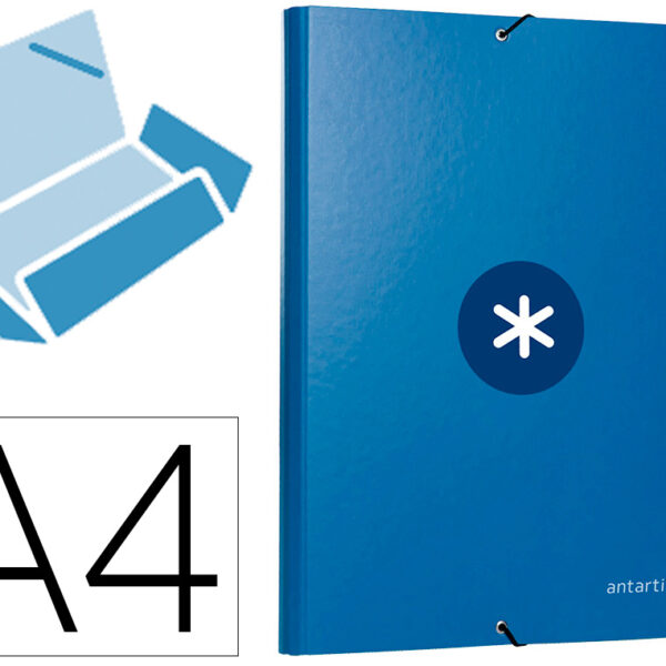 PASTA DE ELASTICOS ANTARTIK DIN A4 3 ABAS CARTAO FORRADO COR AZUL ESCURO