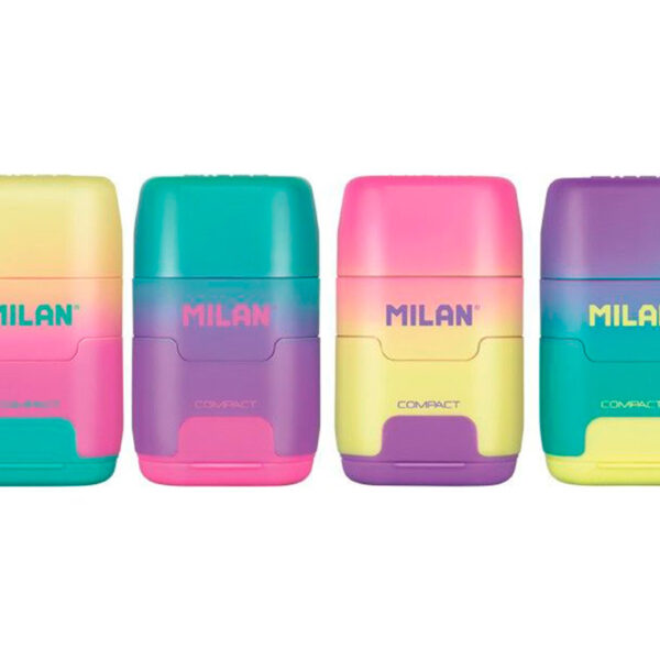 APARA LAPIS MILAN COMPACT SUNSET PLASTICO 2 USOS COM BORRACHA CORES SORTIDAS