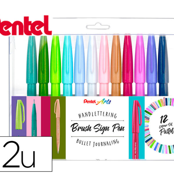 CANETA PINCEL PENTEL TOUCH EM ESTOJO DE 12 UNIDADES
