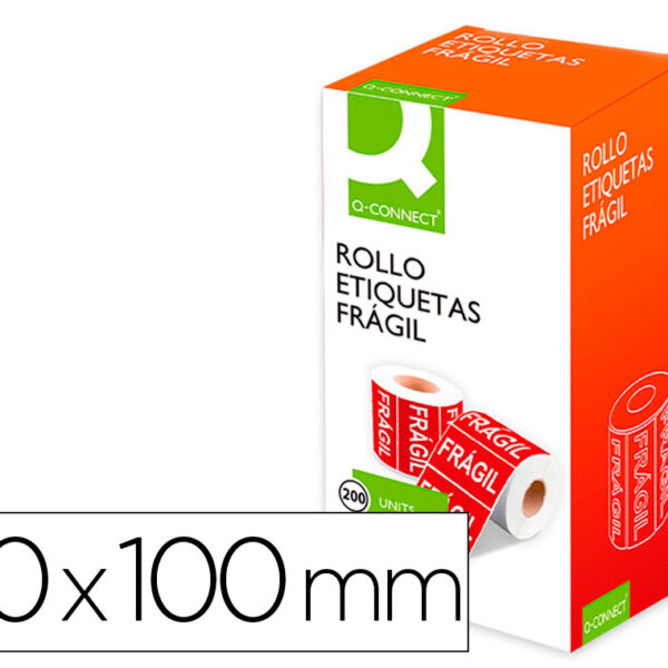 ETIQUETA Q-CONNECT FRAGIL 50X100 MM ROLO DE 200 UNIDADES