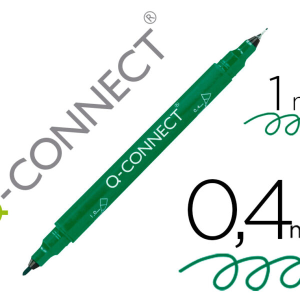MARCADOR Q-CONNECT MARCADOR PERMANENTE DUPLA PONTA COR VERDE 0,4 MM E 1 MM