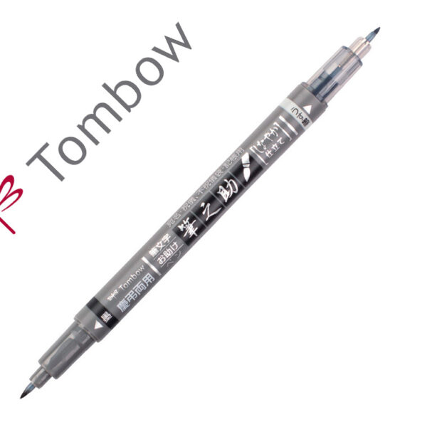 MARCADOR TOMBOW FUDENOSUKE TINTA BASE DE AGUA DUPLA PONTA SUAVE COR CINZA/PRETO