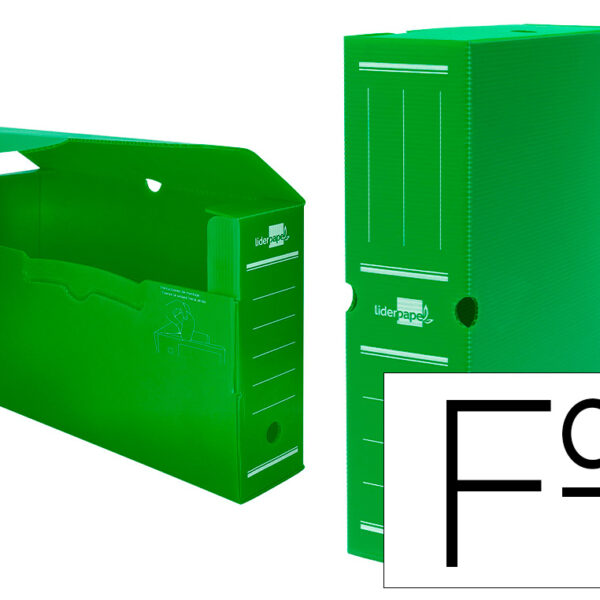 CAIXA PARA ARQUIVO MORTO LIDERPAPEL EM POLIPROPILENO VERDE FORMATO 360X260X100 MM