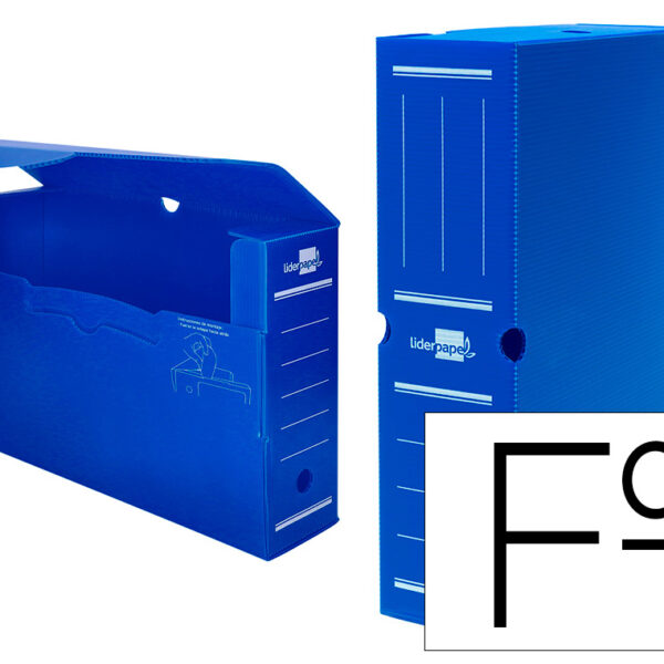 CAIXA PARA ARQUIVO MORTO LIDERPAPEL EM POLIPROPILENO AZUL FORMATO 360X260X100 MM
