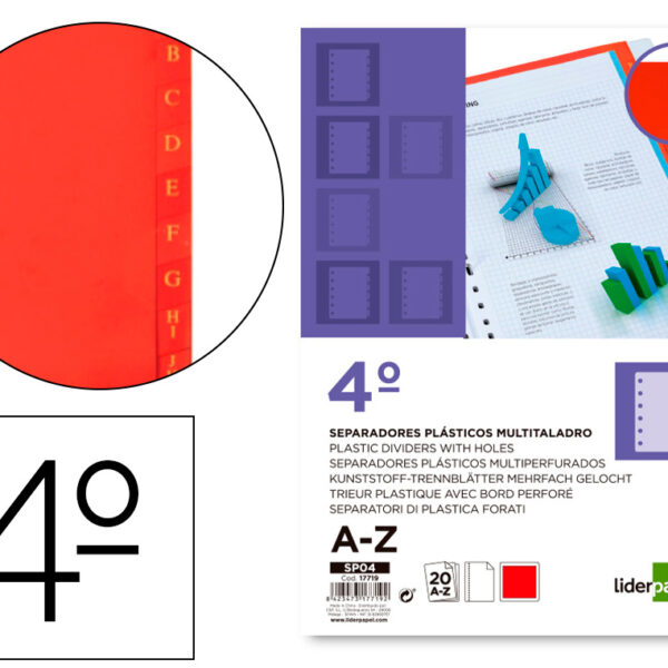 SEPARADOR LIDERPAPEL PLASTICO ALFABETICO A-Z QUARTO
