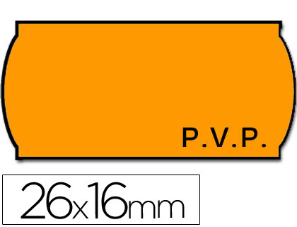 ROLO DE ETIQUETAS ADESIVAS METO ONDULADAS 26 X 16 MM PVP- LARANJA FLUORESCENTE ROLO 1200