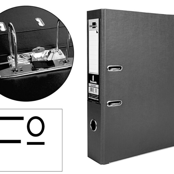 PASTA DE ARQUIVO DE ALAVANCA LIDERPAPEL DOCUMENTA PVC FOLIO LOMBADA 75 MM PRETO