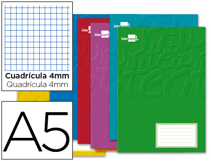 CADERNO ESCOLAR LIDERPAPEL 32 FOLHAS DIN A5 QUADRICULA 4 MM