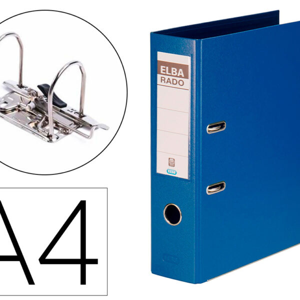 PASTA DE ARQUIVO DE ALAVANCA ELBA CARTAO DIN A4 AZUL LOMBADA DE 80 MM