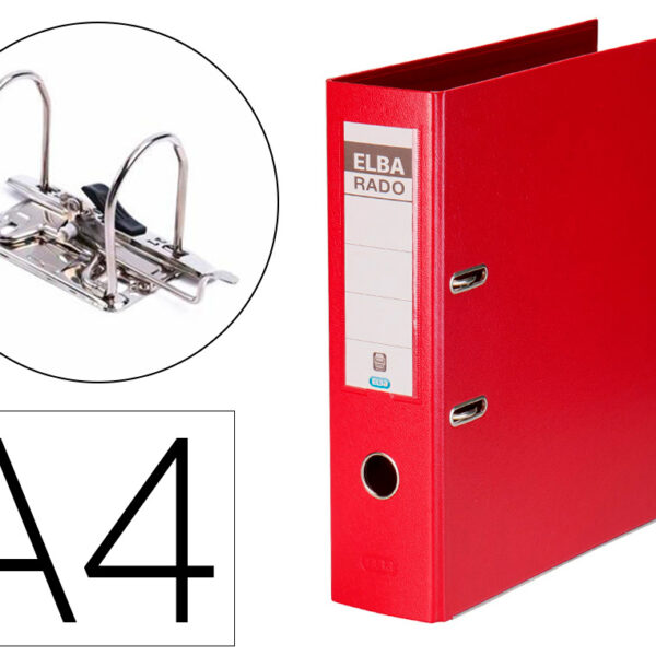 PASTA DE ARQUIVO DE ALAVANCA ELBA CARTAO DIN A4 VERMELHO LOMBADA DE 80 MM