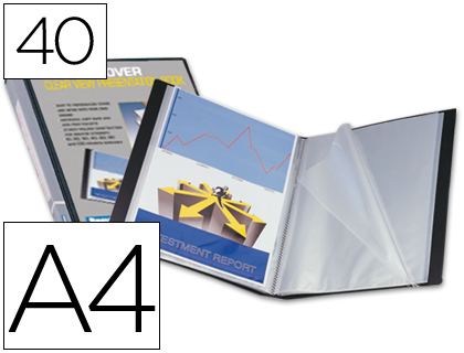 CAPA CATALOGO LIDERPAPEL 40 BOLSAS DIN A4 PRETO